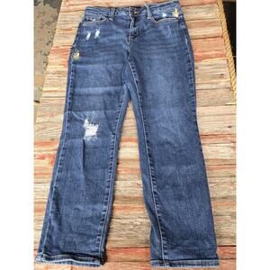 Judy Blue Jeans 7/28 Boyfriend Fit Embroidered Distressed Blue Denim JB88288